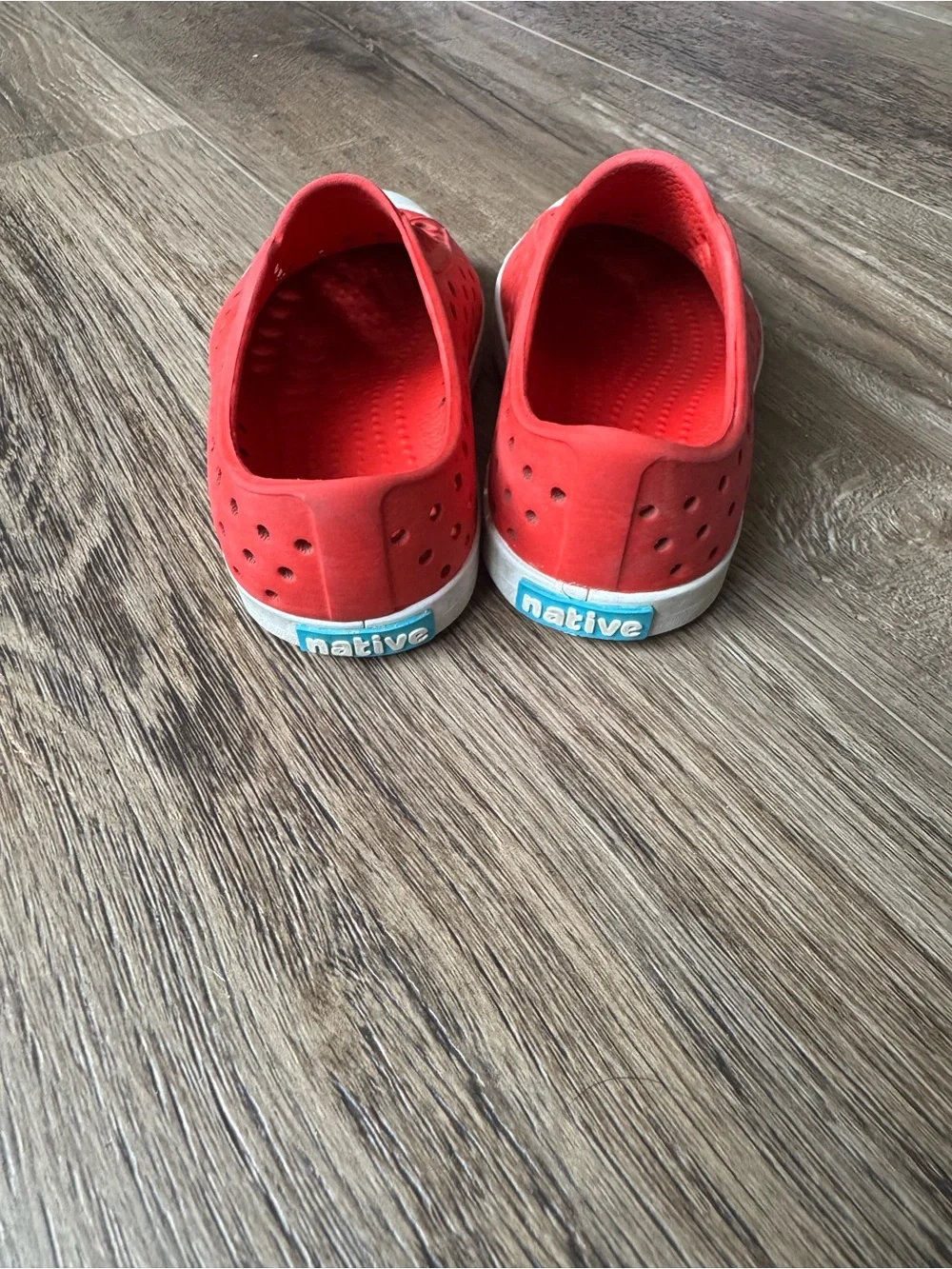 Native Kids Slip-On Water Shoes in Red with White Toe Caps